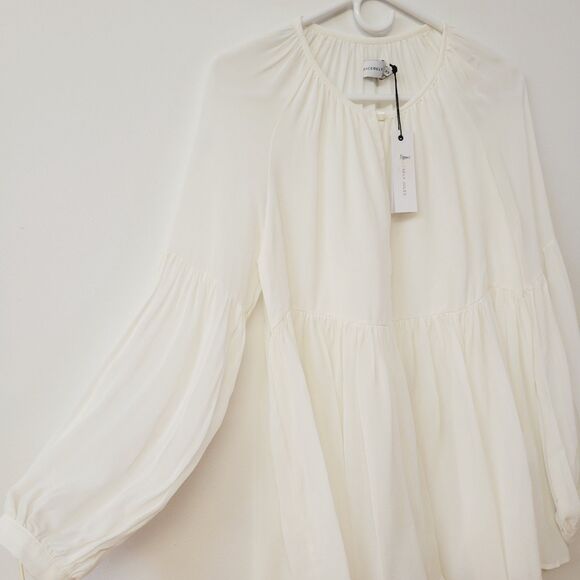 NWT Sincerely Jules Cameron Chiffon Ivory Size XS Flowy Women Blouse - Picture 4 of 13